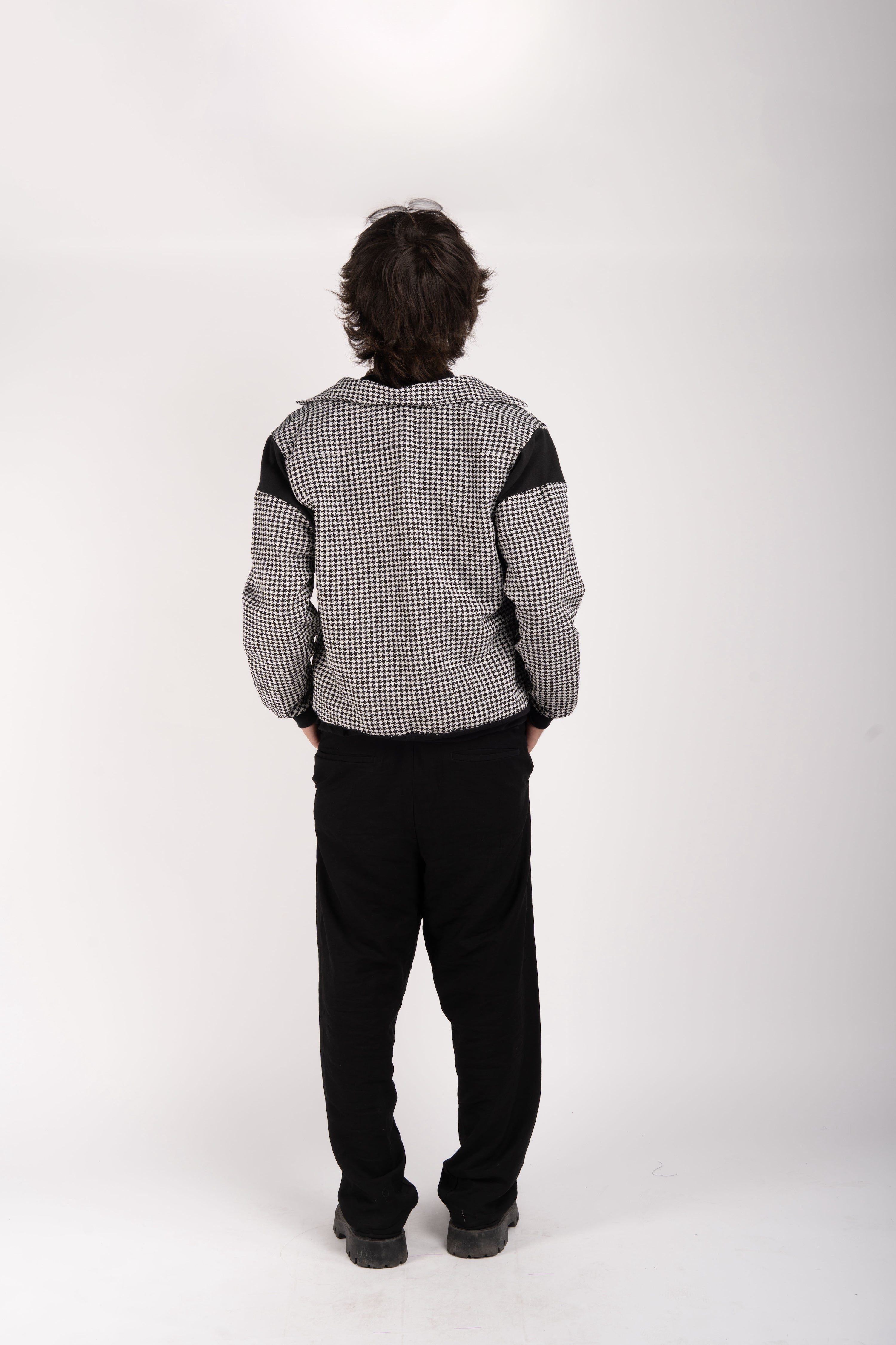 Houndstooth Zip Jacket – Convertible Collar Edition
