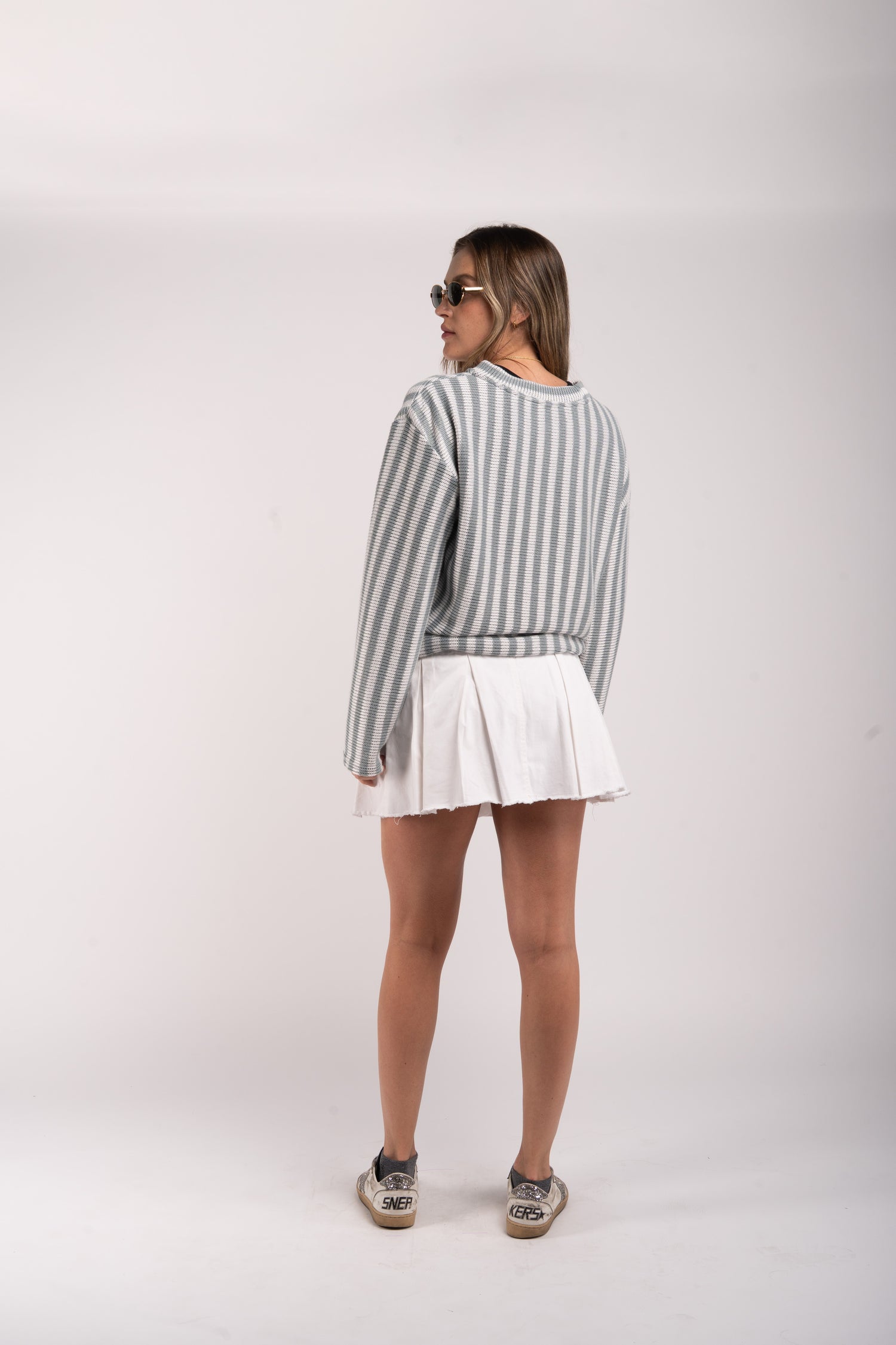 Striped Summer Sweater – Light Green &amp; White Knit