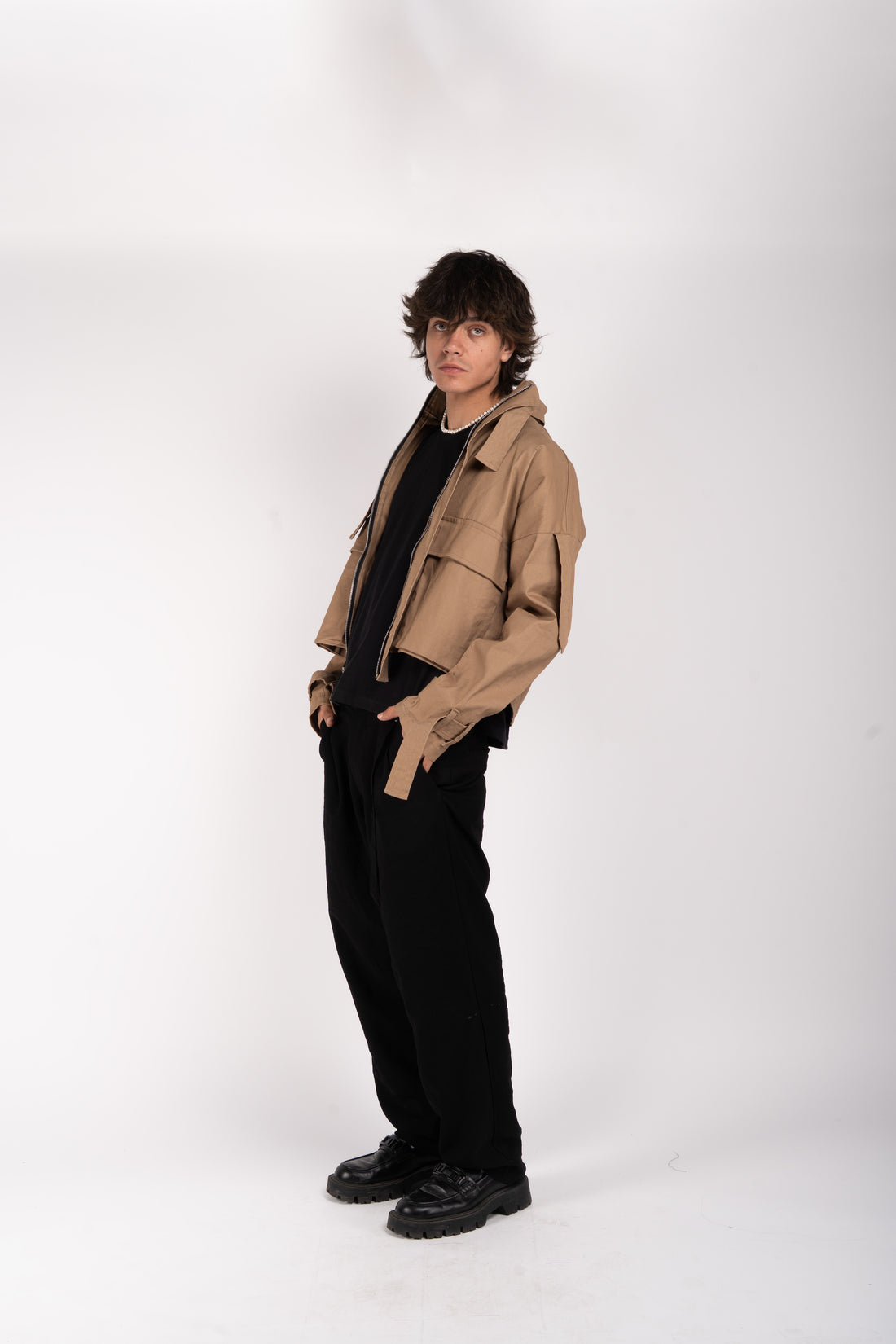 Cropped Utility Jacket – Camel Brown