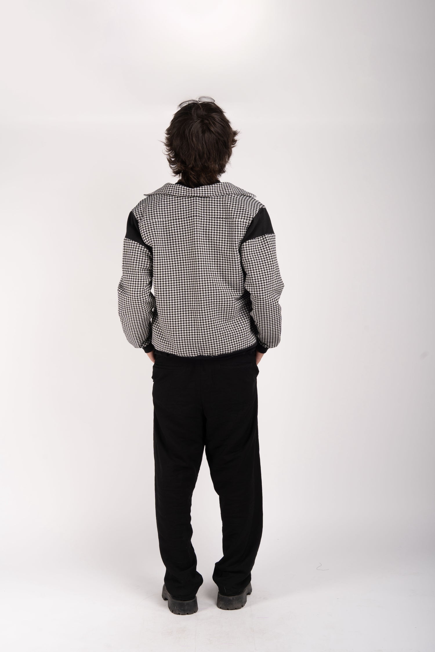 Houndstooth Zip Jacket – Convertible Collar Edition
