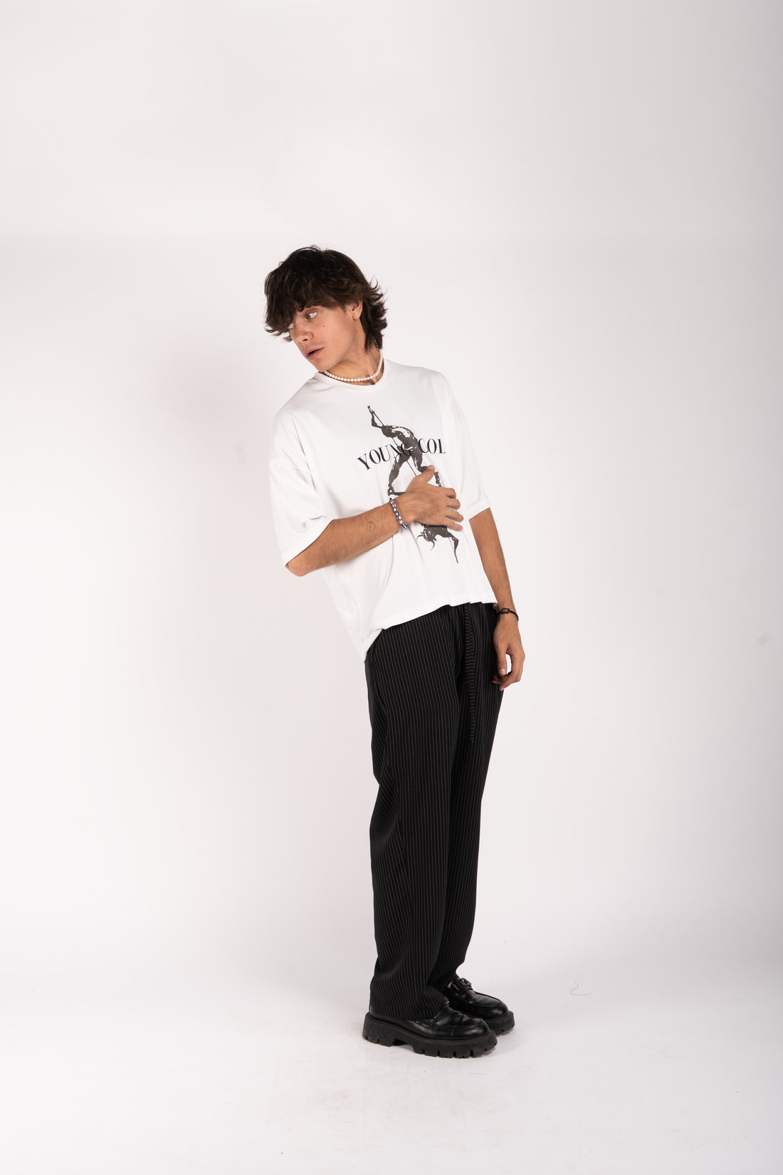 Ribbed Oversized T-Shirt with Serigraph Print – &quot;Young God&quot; Graphic