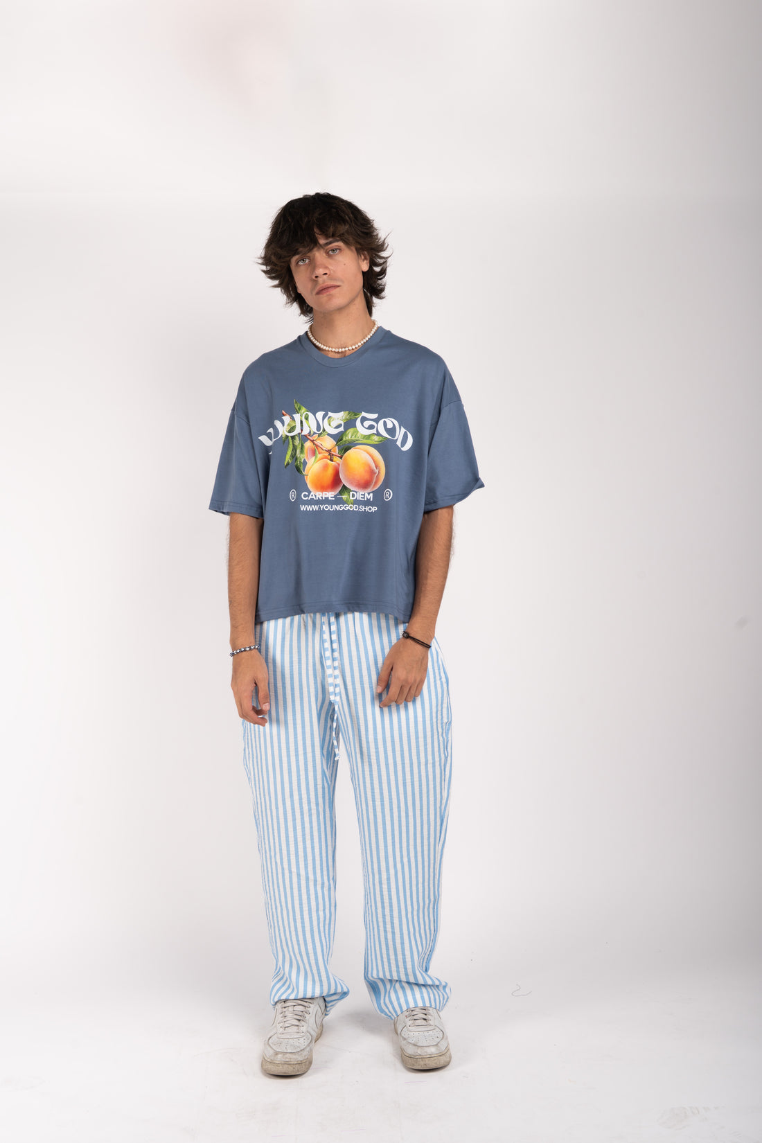 Peach Graphic Tee – Blue &quot;Carpe Diem&quot; Edition