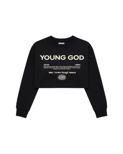 Playera estilo Crop Negra
